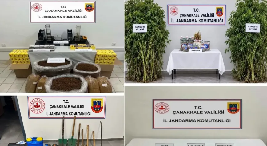 Çanakkale'de 3 ilçeye jandarma operasyonu: Uyuşturucu, kaçak tütün ve fosil ele geçirildi