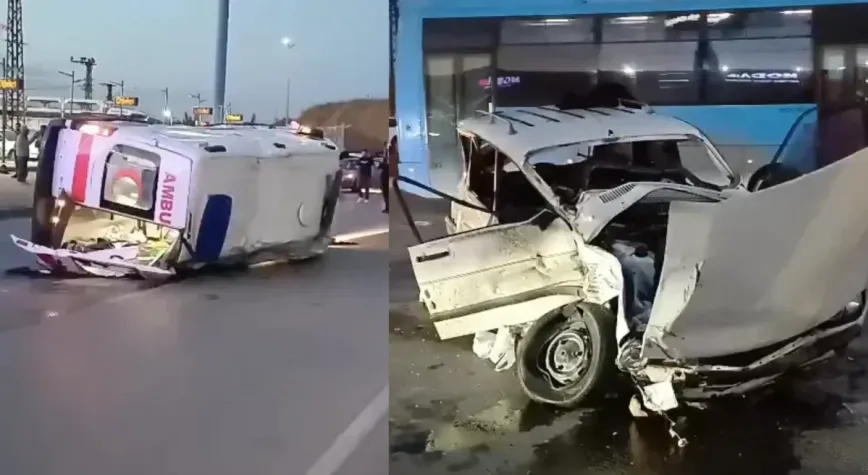 Çorum'da ambulans ile otomobil çarpıştı: 5 yaralı