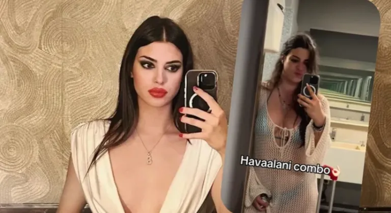 Derin Talu havalimanına bikiniyle geldi