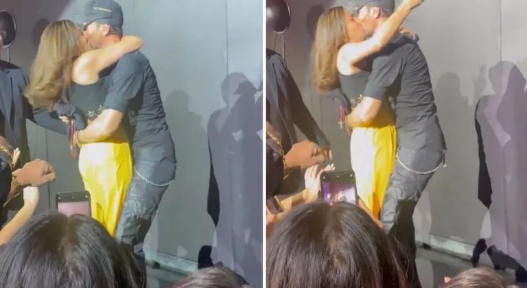 Konsere damga vuran an! Kadın hayranının dudaklarına yapıştı