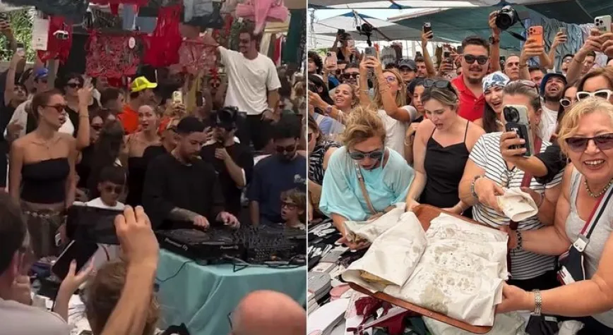 Mahmut Orhan iç çamaşırı tezgahını sahneye çevirdi... Pazar  festival alanına döndü