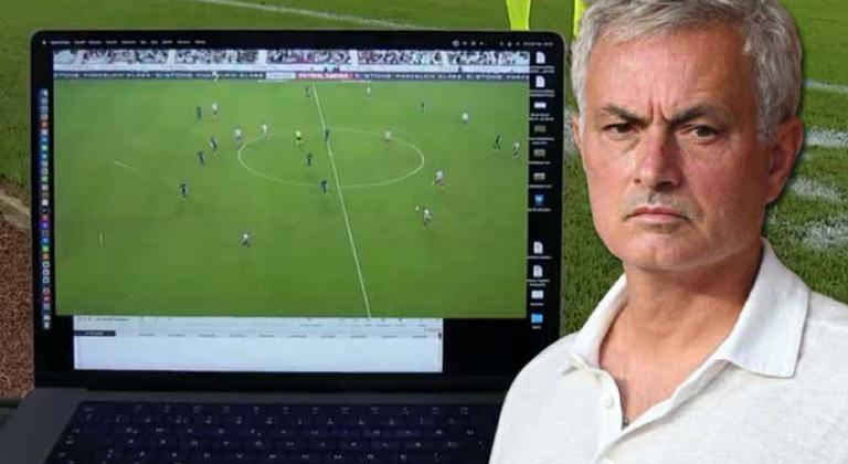 Mourinho'dan şaşırtan hareket! Bilgisayarı kameranın önüne koydu 