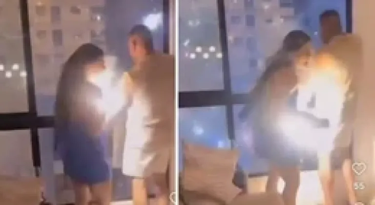 Romantik anları dehşete dönüştü! yıldırım düştü