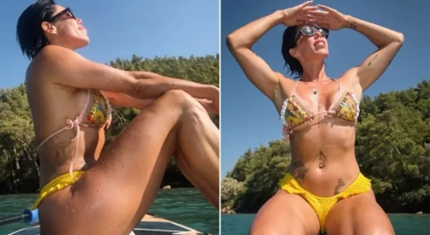 Sevda Dalgıç kürek sörfü yaptı... İddialı pozlarıyla büyüledi!