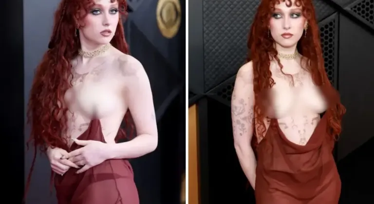 Ünlü oyuncu ödül törenine sütyensiz çıktı