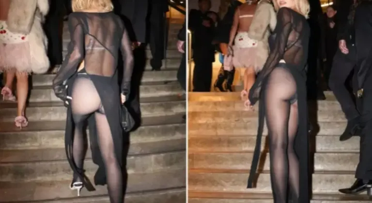 Ünlü şarkıcı giydiği şeffaf elbisesi ile Paris'i salladı