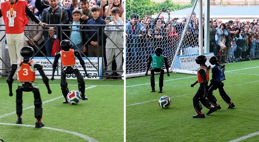 İtalya'da insansı robotlar futbol müsabakasında karşılaştı